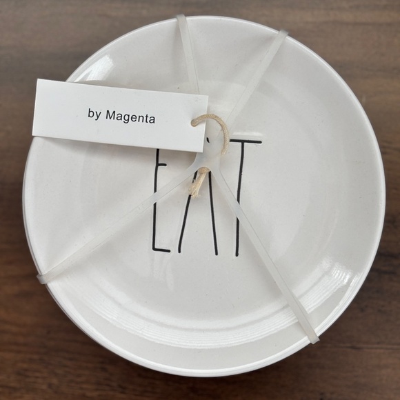 NWT RAE DUNN Set of 4 EAT Small Plates Salad Desert Lunch Appetizer 6" NEW - Picture 2 of 7